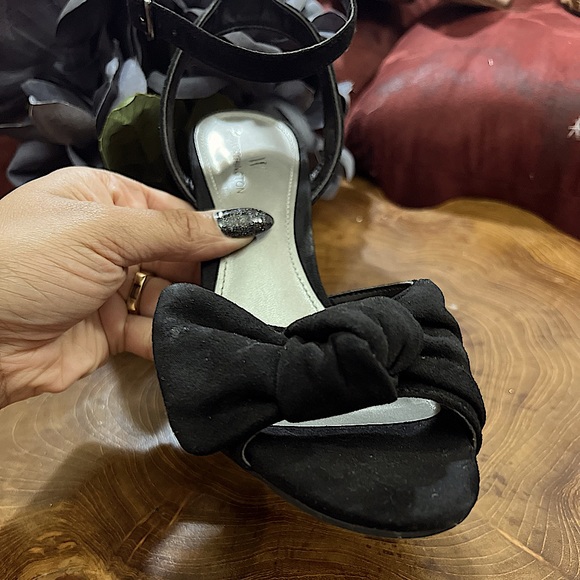 Black Suede Cork Heeled Tinsley Sandals by Worthington - Picture 8 of 13